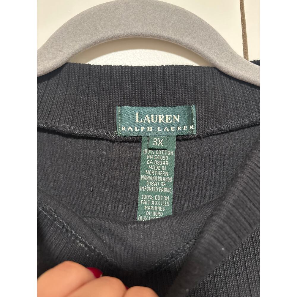 Lauren Ralph Lauren Black Ribbed Cotton Sweater 3X - Picture 7 of 8